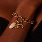 Stainless steel goldplated hanger klaver met zirkonia voor dames