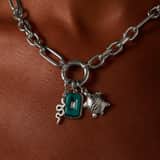 Charm aus Edelstahl, Rechteck, grün