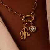 Stainless steel goldplated hanger hart met zirkonia voor dames