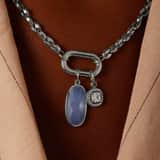 Charm aus Edelstahl, offenes Quadrat mit Zirkonia