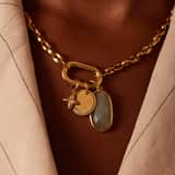 Stainless steel goldplated hanger met labradorite voor dames