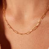 Zilveren goldplated ketting paperclip