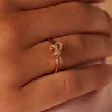 Zilveren goldplated ring strik zirkonia