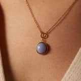 Stainless steel goldplated ketting met hanger met blue lace agaat voor dames