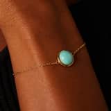 Armband aus Edelstahl, vergoldet, mit Türkis