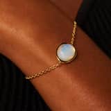 Stainless steel goldplated fantasiearmband met opaal voor dames