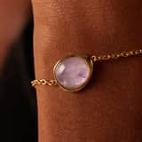 Stainless steel goldplated fantasiearmband met amethyst voor dames