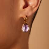 Stainless steel goldplated oorringen met amethyst voor dames