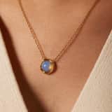Stainless steel goldplated ketting met hanger met opaal voor dames