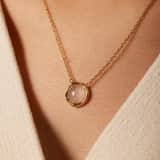 Stainless steel goldplated ketting met hanger met rozenkwarts voor dames