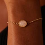 Armband aus Edelstahl, vergoldet, mit Rosenquarz
