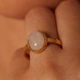 Ring, Edelstahl, vergoldet, mit Rosenquarz