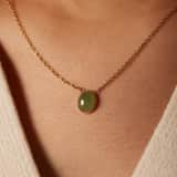 Stainless steel goldplated ketting met hanger met groene aventurijn voor dames