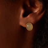 Stainless steel goldplated oorknoppen met groen aventurijn voor dames