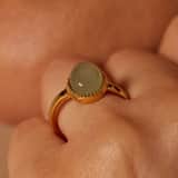 Ring, Edelstahl, vergoldet, mit grünem Aventurin