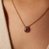 Halskette aus Edelstahl, vergoldet, mit Amethyst