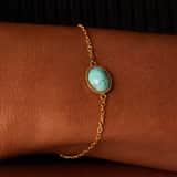 Armband aus Edelstahl, vergoldet, mit Türkis