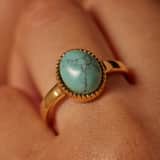 Ring, Edelstahl, vergoldet, mit Türkis