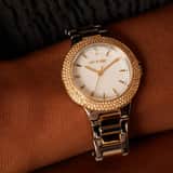 IVY N ROX stainless steel dameshorloge bicolor met zirkonia