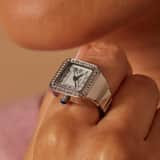 Regal Ringuhr, silberfarben, mit Zirkoniasteinen