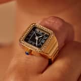 Regal ring horloge goudkleurig met zwart en zirkonia