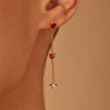 Stainless steel goldplated oorhangers met rood zirkonia hart