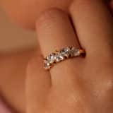 Ring aus Edelstahl, vergoldet, mit weißem Zirkonia, Herz