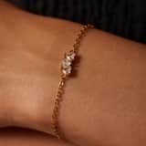 Armband aus Edelstahl, vergoldet, mit weißem Zirkonia, Herz
