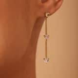 Stainless steel goldplated oorhangers met wit zirkonia hart voor dames
