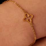 Stainless steel goldplated fantasiearmband met ovale bloem voor dames