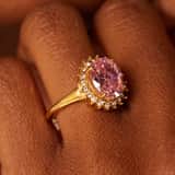 Stainless steel goldplated ring met zirkonia voor dames