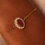 Armband im Vintage-Stil aus Edelstahl, vergoldet, mit rotem Zirkonia