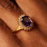 Stainless steel goldplated ring met zirkonia voor dames
