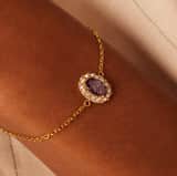 Armband im Vintage-Stil aus Edelstahl, vergoldet, mit lila Zirkonia