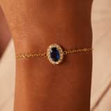 Armband im Vintage-Stil aus Edelstahl, vergoldet, mit blauem Zirkonia