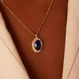 Stainless steel goldplated ketting met hanger met zirkonia voor dames