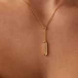 Zilveren goldplated ketting met hanger hexagon met zirkonia voor dames