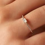 Ring aus 925er Silber, Perlmutt, Sechseck
