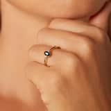 14 Karat Gelbgoldring mit Saphir und Diamant 0,024 ct