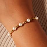 Stahl goldplattiertes Perlenarmband für Damen