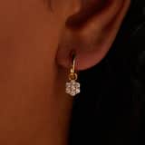 Zilveren goldplated oorringen bloem met zirkonia voor dames