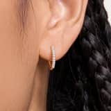 Zilveren goldplated oorbellen met zirkonia 15mm