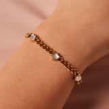 Stainless steel goldplated armband hart kristal voor dames