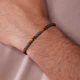 Stainless steel kralenarmband tijgeroog