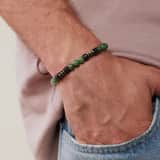 Stainless steel herenkralenarmband groene jade