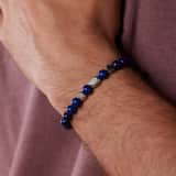Stainless steel herenkralenarmband blauwe lapis