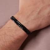 Stainless steel herenarmband gourmet schakel zwart
