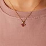 Zilveren goldplated kinderketting hart roze kristal