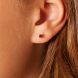 Zilveren goldplated oorring kinderen ruby zirkonia