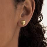 Stainless steel goldplated oorknoppen hart met kristal voor dames